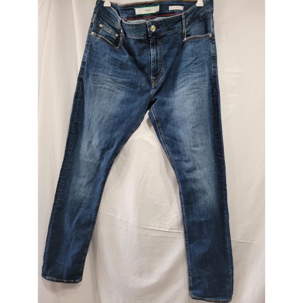 GUESS Men's Jeans Blue 38×32 Skinny Fit Stretch SmartGuess Eco Denim